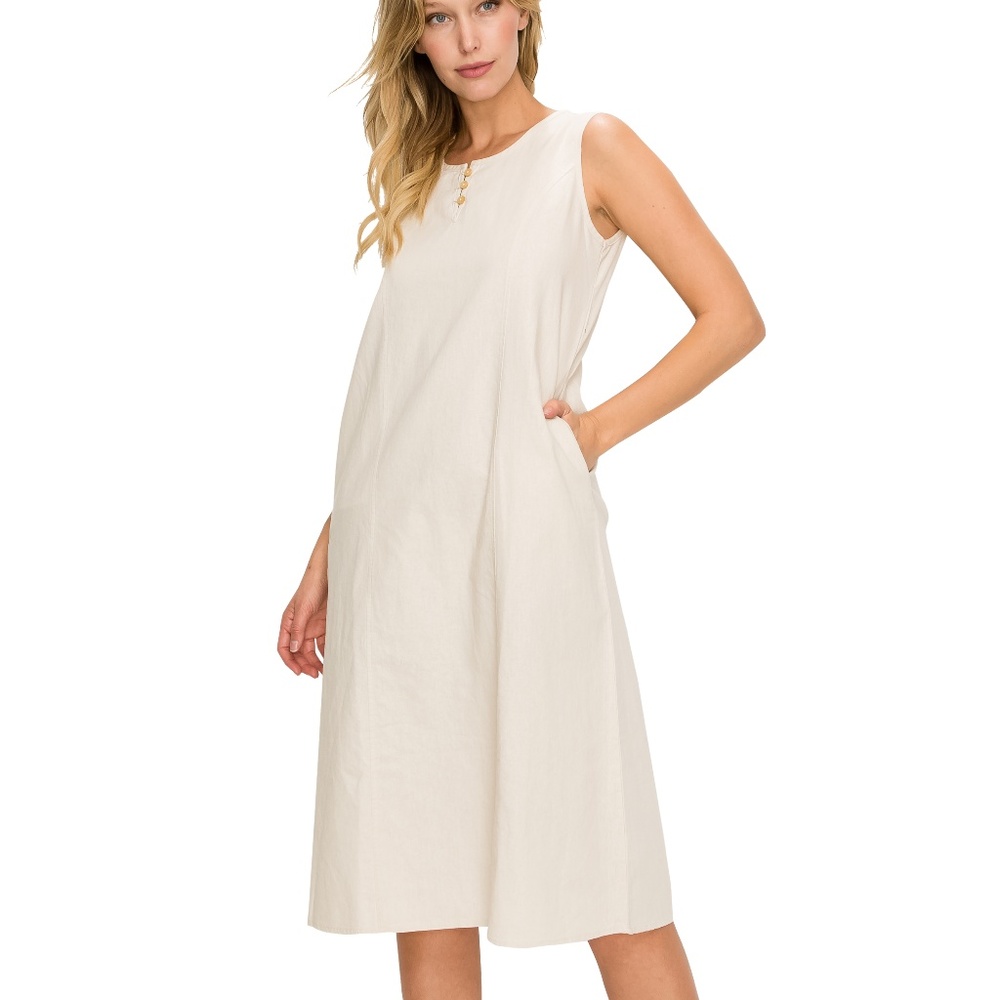 poplooks Natural Linen Dress